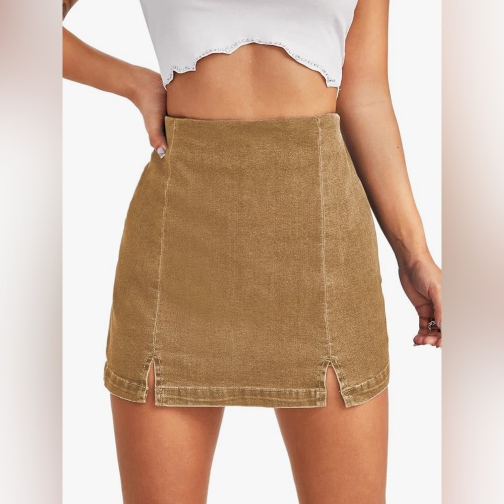 Women's Casual Split Hem High Waist Denim Skorts Skirt Shorts